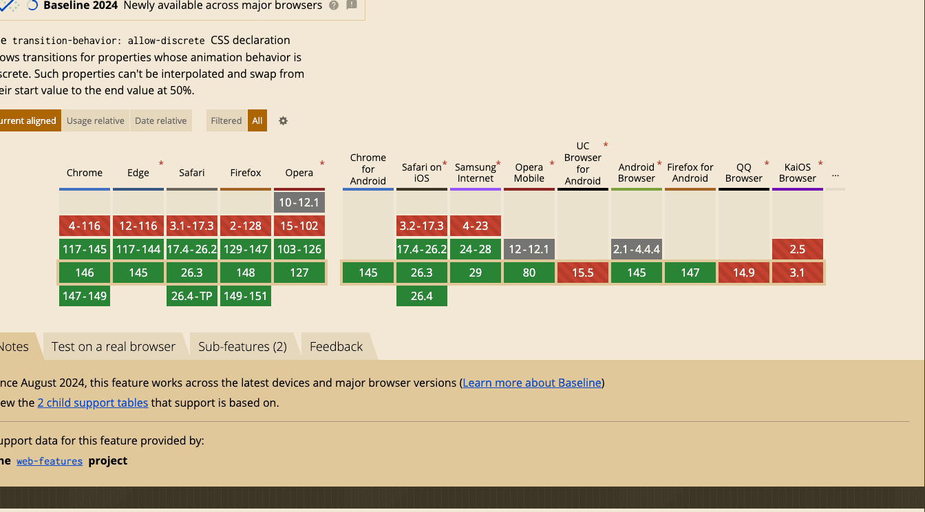 css transition-behavior 지원 브라우저